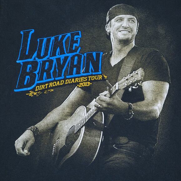 Gildan Black Unisex Tee "Luke Bryan Dirt Road Diaries Tour 2013" - Size Small - Picture 2 of 6